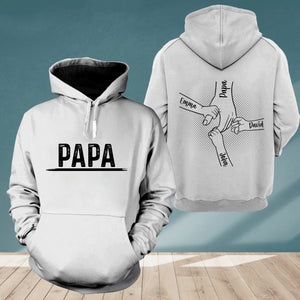 Papa And Kids- Custom Names - Personalized 2 Sides Hoodie - Gift For Family