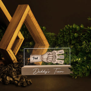 Dad And Kid, Father's Day, Custom Skin Color And Texts, Personalized Acrylic LED Light