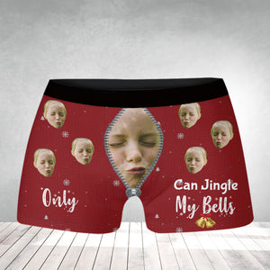 Custom Photo, Only Jingle My Bells, Personalized Boxer Shorts - Gift For Family, Couple Gift