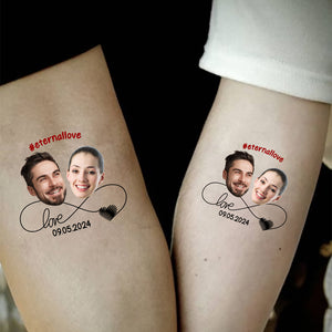 Enternallove Tattoo, Custom Face Photo And Texts Temporary Tattoo, Personalized Party Tattoo, Fake Tattoo