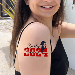 Graduation 2024, Custom Temporary Tattoo, Personalized Photo And Name, Fake Tattoo, Graduation Gift