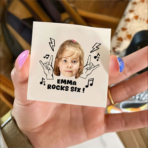 Rocker Kid, Custom Face Photo And Texts Temporary Tattoo, Personalized Tattoo, Fake Tattoo