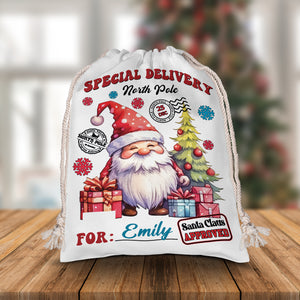 Christmas Special Delivery North Pole For Kid - Custom Name, Personalized String Bag, Christmas Gift