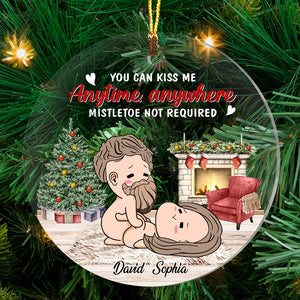 You Can Kiss Me Anytime Anywhere - Custom Appearances And Names Christmas Couple Gift - Personalized Acrylic Ornament