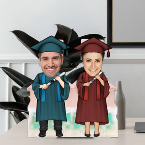 Graduate Couple, Custom Face Photo Funny Gift, Personalized Acrylic Wiggle Stand