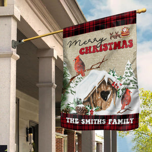 Merry Christmas House - Custom Family Name Flag - Christmas Gift, Gift For Family