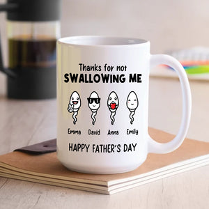 Thanks For Not Swallowing Me - Custom Kid And Text, Personalized White Mug