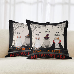 Beware Of Little Meownster - Personalized Pillow, Halloween Decor Gift, Cat Lovers Gift, Halloween Gift