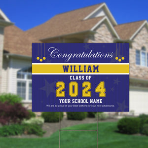 Congrats Class Of 2024, Custom Background And Texts - Personalized Lawn Sign, Yard Sign, Graduation Gift, College Graduation, Multiple Color