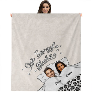 Our Snuggle Blanket, Head Cut - Custom Photos And Names - Personalized Fleece Blanket, Gift For Family, Couple Gift