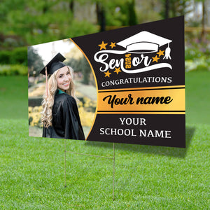 Congratulation Senior 2024, Custom Photo And Texts, Personalized Lawn Sign, Yard Sign, Gift For Graduation