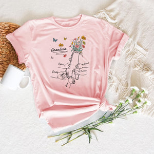 Butterfly And Flowers Family Member Names - Custom Texts - Personalized T-Shirt - Family Gift