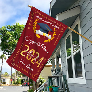 Class Of 2024 Congratulations - Custom Your School Name And Your Name Graduation Flag, Gift For Graduation