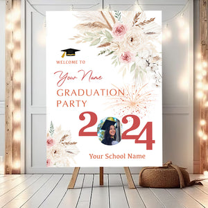 Graduation Party 2024 Custom Party Welcome Sign - Custom Photo Grad Party Sign - Personalized Graduation Decoration - Graduation Sign