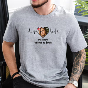 My Heart Belongs To - CustomPhoto And Name - Gift For Lover - Personalized T-Shirt