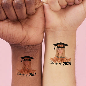 Class Of 2024 Graduation, Custom Color,  Your Photo And Name Temporary Tattoo, Personalized Photo And Name, Fake Tattoo, Graduation Gift