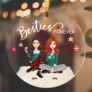 Besties Forever Girls Friendship - Custom Appearances, Quote And Names Christmas Gift - Personalized Acrylic Ornament