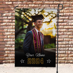 Graduation Gift, Congratulations Class Of 2024 - Custom Photo And Name Graduation Flag