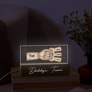 Dad And Kid, Father's Day, Custom Skin Color And Texts, Personalized Acrylic LED Light