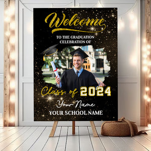 Welcome Class Of 2024 Custom Party Welcome Sign - Custom Photo Grad Party Sign - Personalized Graduation Decoration - Graduation Sign