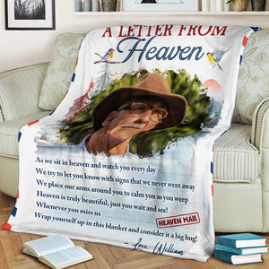 A Letter From Heaven - Custom Photo And Name - Personalized Fleece Blanket, Gift For Family