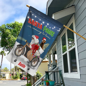 Santa Paws Is Coming To Town - Custom Photo And Name Flag - Christmas Gift, Gift For Family, Gift For Pet Lover