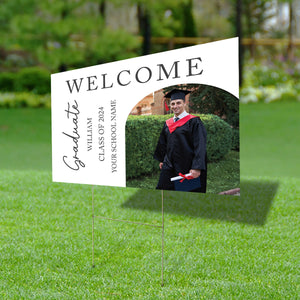 Welcome Graduate, Custom Photo And Texts Graduation - Personalized Lawn Sign, Yard Sign, Graduation Gift