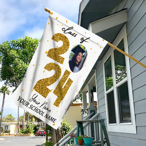 Class Of 2024- Custom Photo, Your Name, School Name Graduation Flag, Gift For Graduation