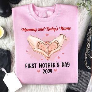 Happy First Mother's Day - Custom Mom And Baby Skin, Custom Texts - Personalized T-Shirt - Family Gift, Mother's Day Gift