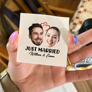 Just Married Tattoo, Custom Face Photo And Texts Temporary Tattoo, Personalized Party Tattoo, Fake Tattoo