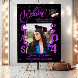 Welcome Graduation Party 2024 Custom Party Welcome Sign - Custom Photo Grad Party Sign - Personalized Graduation Decoration - Graduation Sign