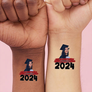 Graduation 2024, Custom Temporary Tattoo With Personalized Quote Color, Photo And Name, Fake Tattoo, Graduation Gift