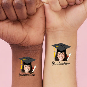 Congrats Class, Custom Temporary Tattoo With Personalized Photo, Fake Tattoo, Graduation Gift