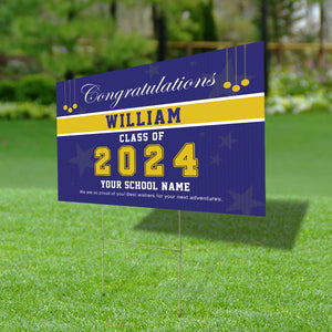 Congrats Class Of 2024, Custom Background And Texts - Personalized Lawn Sign, Yard Sign, Graduation Gift, College Graduation, Multiple Color