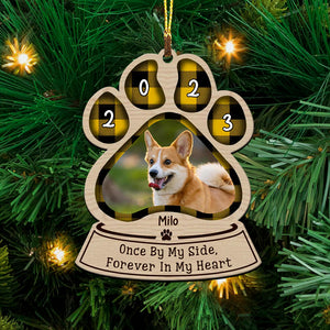 One By My Side Forever In My Heart, Custom Photo And Name - Personalized Custom Shaped Wooden Ornament - Christmas Gift