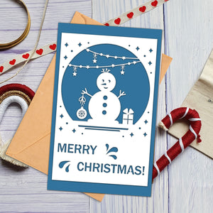 Merry Christmas Blue Background, Christmas Papercut Card, Gift For Family