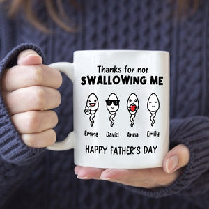 Thanks For Not Swallowing Me - Custom Kid And Text, Personalized White Mug