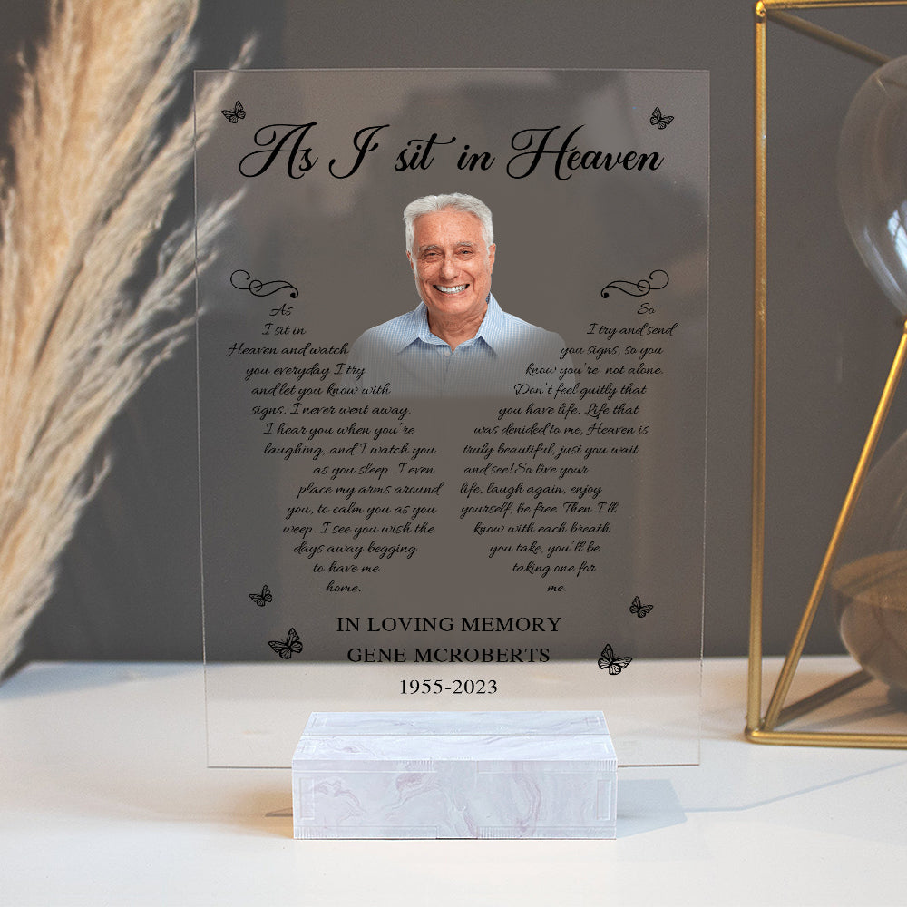 As I Sit In Heaven - Personalized Memorial Acrylic Plaque, Memorial Pl Memorial Plaque Remembrance Memorial Sympathy Gift