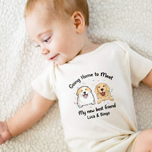 Going Home To Meet My New Best Friend - Custom Pet And Name - Personalized Baby Onesie - Gift For Pet Lover