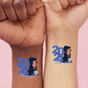 Graduation 2024, Custom Temporary Tattoo With Personalized Photo And Name, Fake Tattoo, Graduation Gift