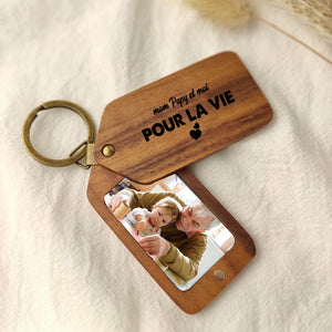 Custom Photo And Your Own Texts - Personalized 2 Sides Wooden Keychain - Gift For Family