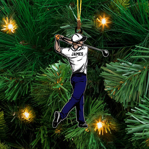 Christmas Golfer - Christmas Gift For Family, Custom Name - Personalized Acrylic Ornament