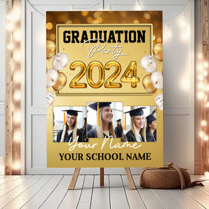 Graduation Party 2024 Custom Party Welcome Sign - Custom Photos And Texts Grad Party Sign - Personalized Graduation Decoration - Graduation Sign