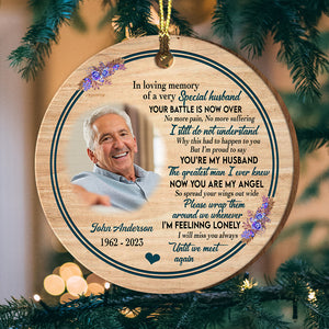 In Loving Memory Of A Special Husband - Custom Photo And Name - Personalized Custom Shaped Wooden Ornament, Memorial Gift, Gift For Family