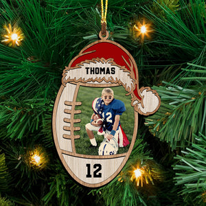 American Football, Gridiron Football Lover - Custom Photo And Name, Personalized Acrylic Ornament - Family Gift