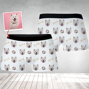 Custom Pet Photo, Personalized Bone Boxer Shorts - Gift For Family, Gift For Pet Lover