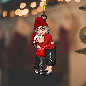 Mom, Grandma Hugging Kid, Grandkid - Christmas Gift For Family, Custom Appearances And Names - Personalized Acrylic Ornament