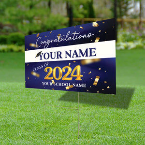 Congratulation Graduated, Custom Texts Graduation - Personalized Lawn Sign, Yard Sign, Graduation Gift