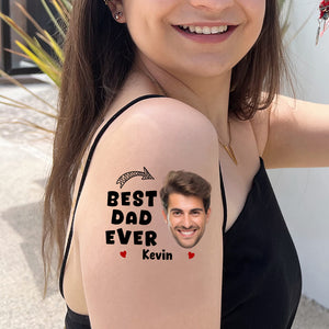 Best Dad Ever, Custom Face Photo And Texts Temporary Tattoo, Personalized Tattoo, Fake Tattoo