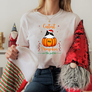 Cutest Pumpkin In The Patch - Custom Pet And Name - Personalized T-Shirt - Gift For Pet Lover, Christmas Gift